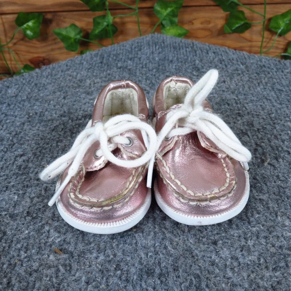 Sperry Top-Sider A/O Crib Toddler Girl‎ Boat Shoe Size 1 Metallic Pink Leather